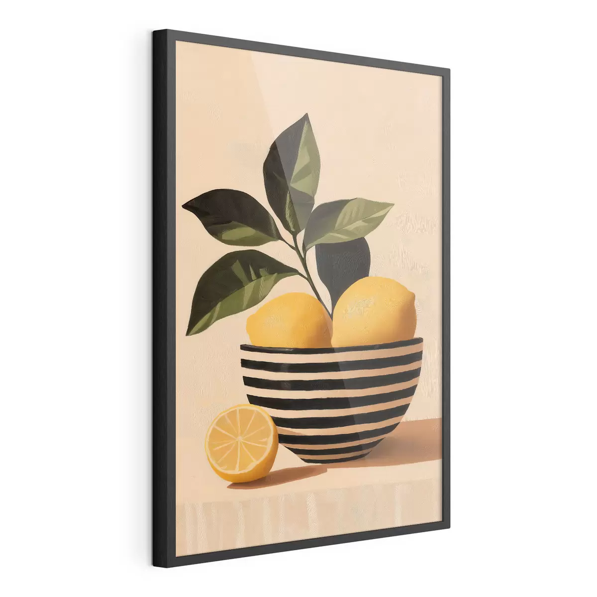 Plakat Cytryny w misce w paski f51046