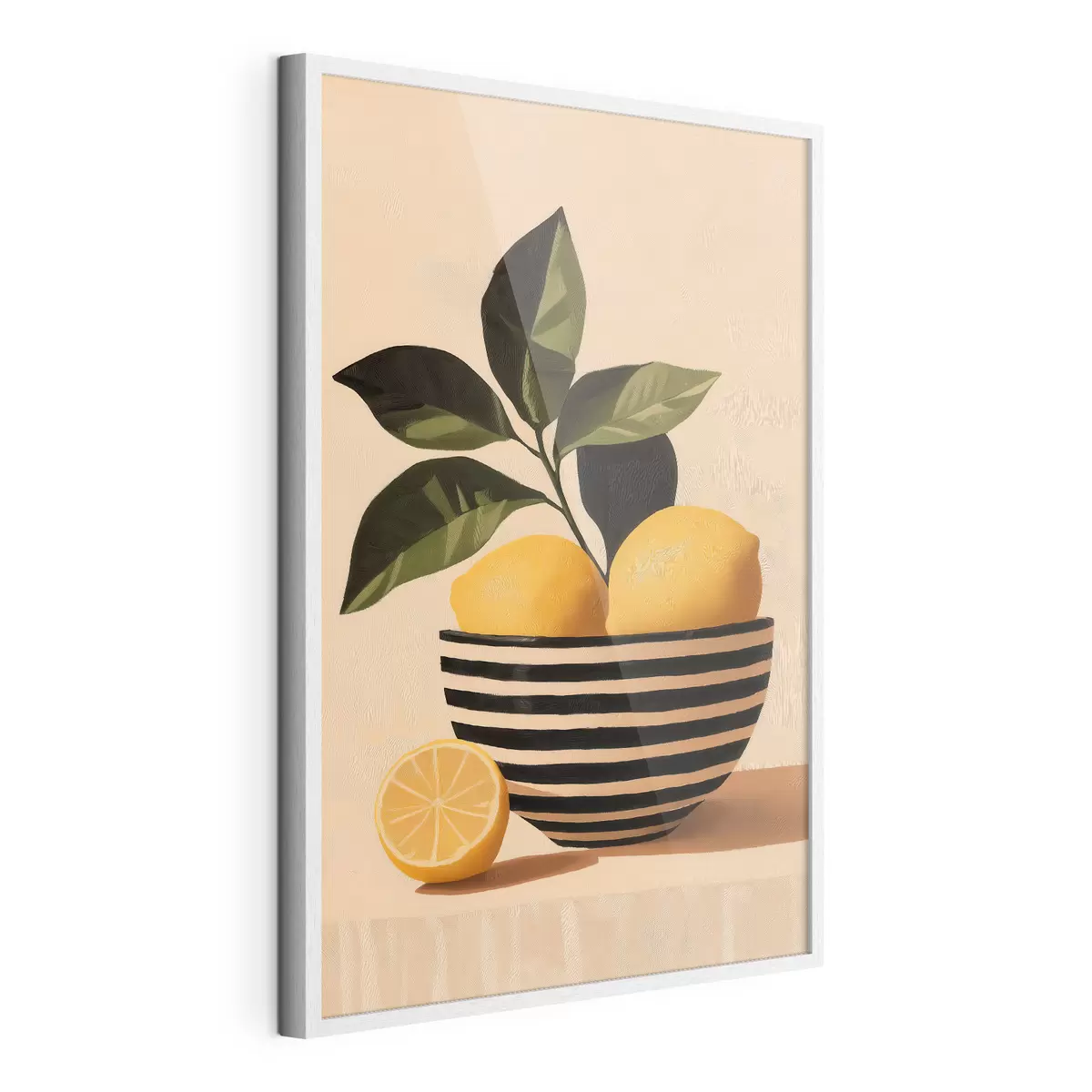 Plakat Cytryny w misce w paski f51046