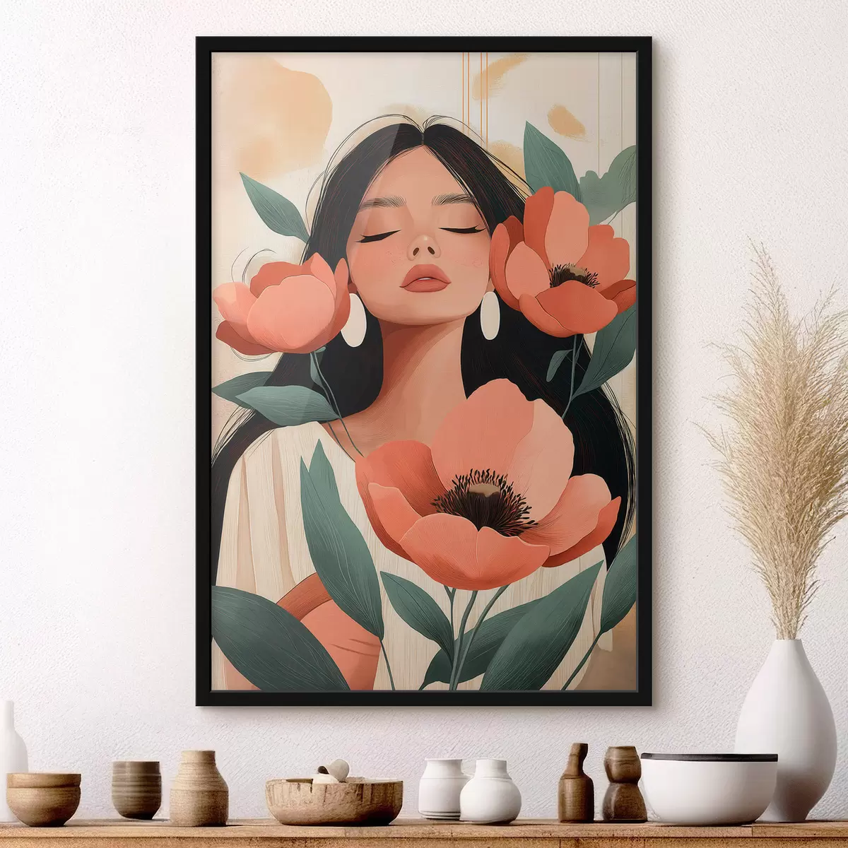 Plakat Dziewczyna z makami f51050