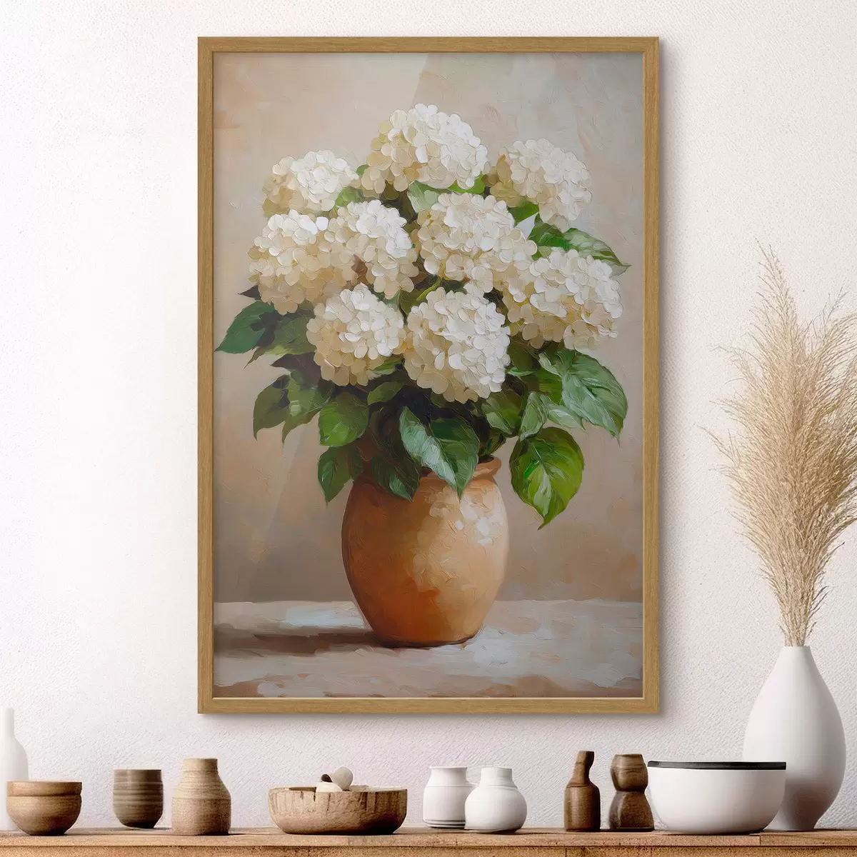 Plakat Białe hortensje f51062
