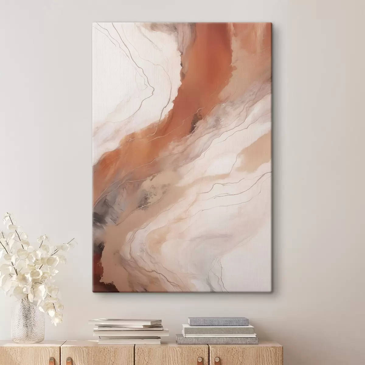 Obraz Ciepłe, terakotowe fale w stylu Fluid Art s51085