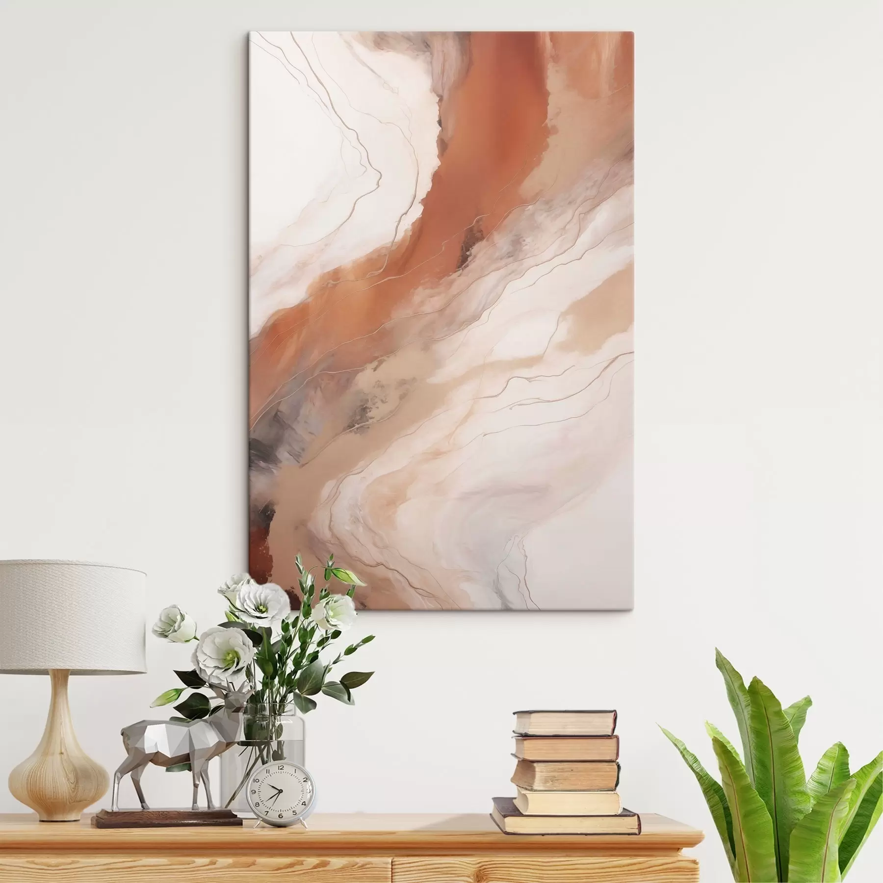 Obraz Ciepłe, terakotowe fale w stylu Fluid Art s51085