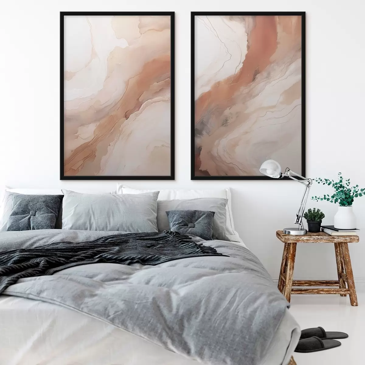 Plakat Warstwy w stylu „Fluid Art” w odcieniach beżu i terakoty d31089