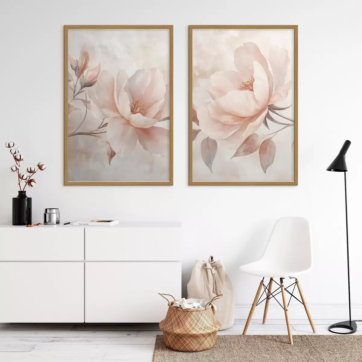 Plakat Piwonie namalowane akwarelą w proszku d31091