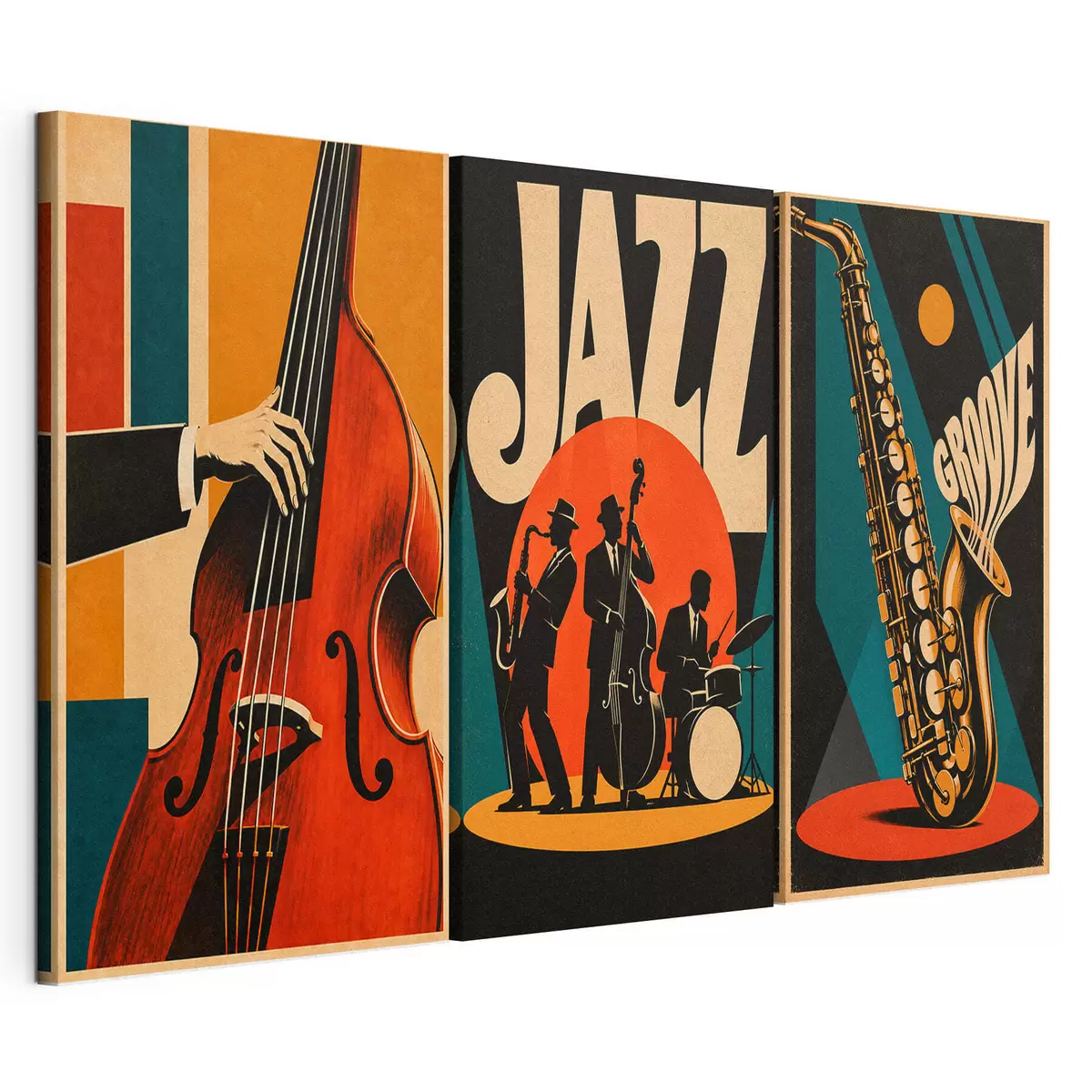 Obraz Muzycy jazzowi występujący w żywych kolorach m31114