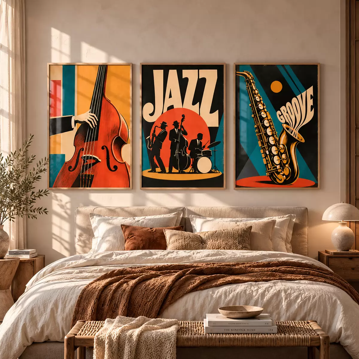 Plakat Motywy muzyczne w stylu vintage w żywych kolorach d31115