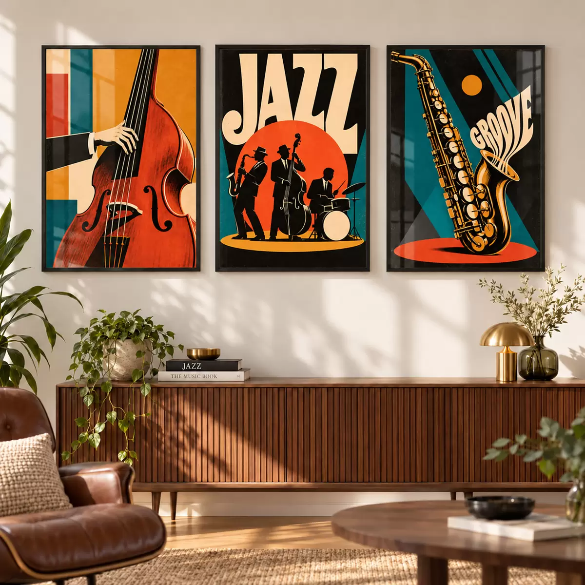 Plakat Motywy muzyczne w stylu vintage w żywych kolorach d31115