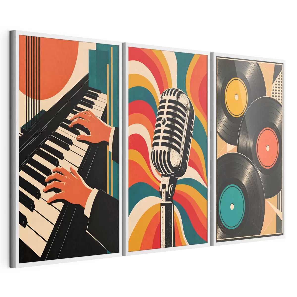 Plakat Motywy muzyczne w stylu vintage w żywych kolorach d31115
