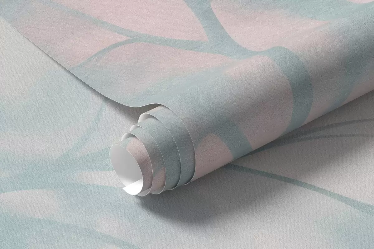 Fototapeta Drzewo o wyrazistej fakturze z gałęziami, na jasnoróżowym i turkusowym tle, grafika w stylu minimalistycznym w10108v1