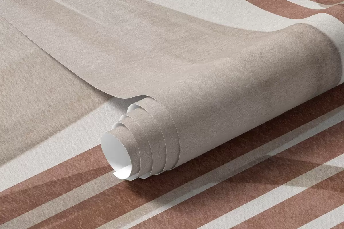 Fototapeta Kompozycja abstrakcyjna z liśćmi palmowymi, geometrycznymi łukami i pionowymi paskami w10110