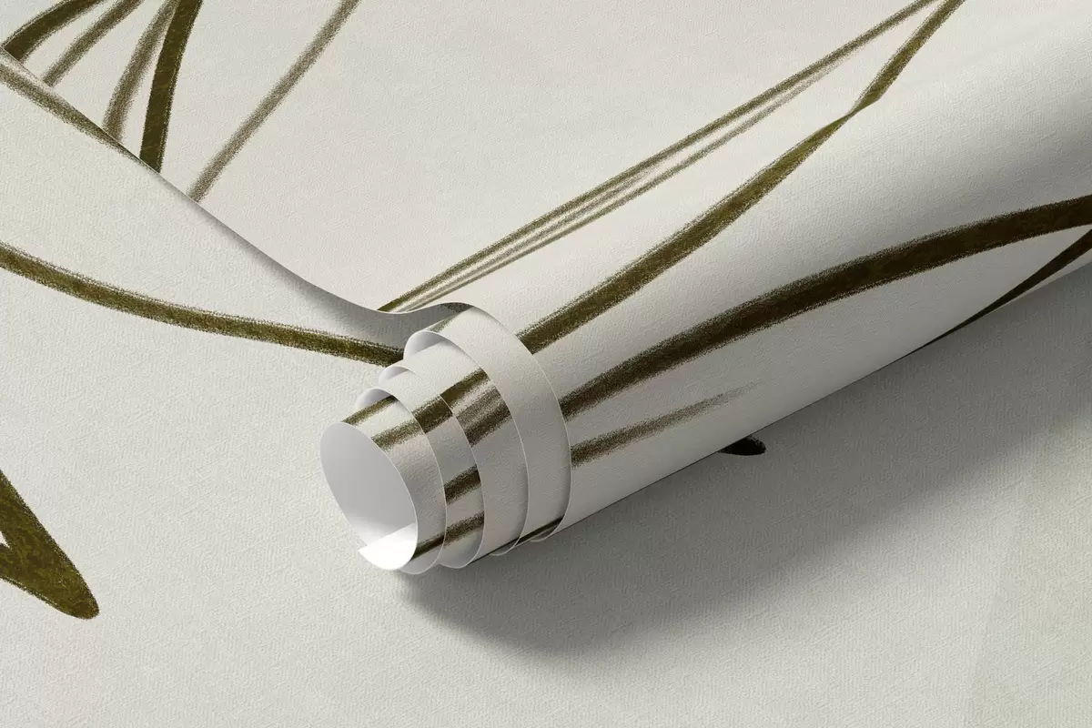 Fototapeta Minimalistyczne rysunki przedstawiające tropikalne liście i roślinność, pastelowe okrągłe kształty w10111v2