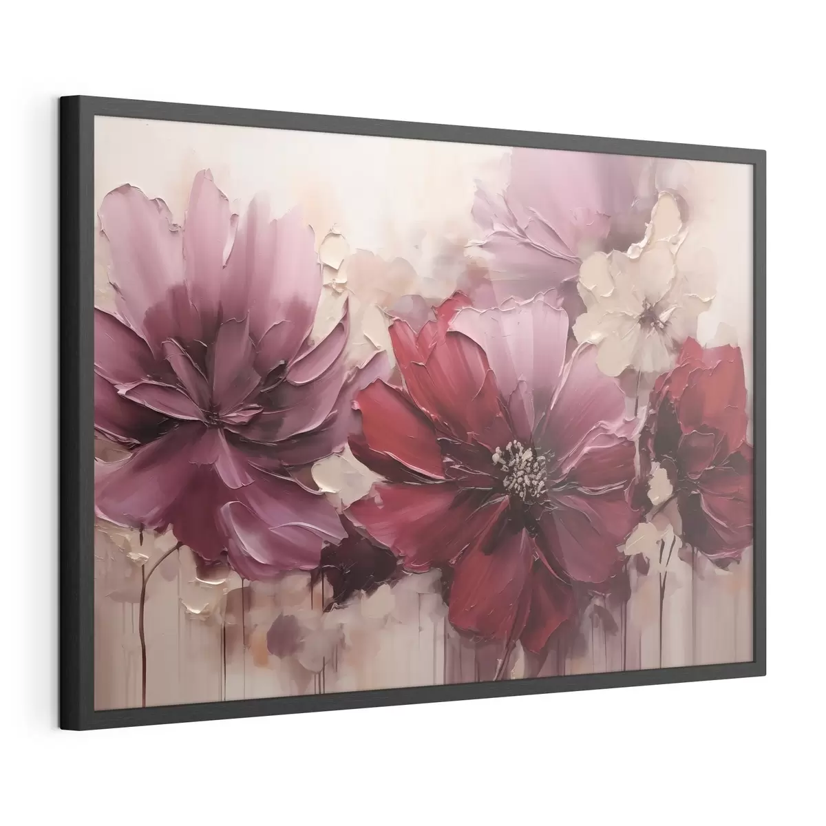 Plakat Bujne dalie w kolorze burgundowym i pudrowym f51086
