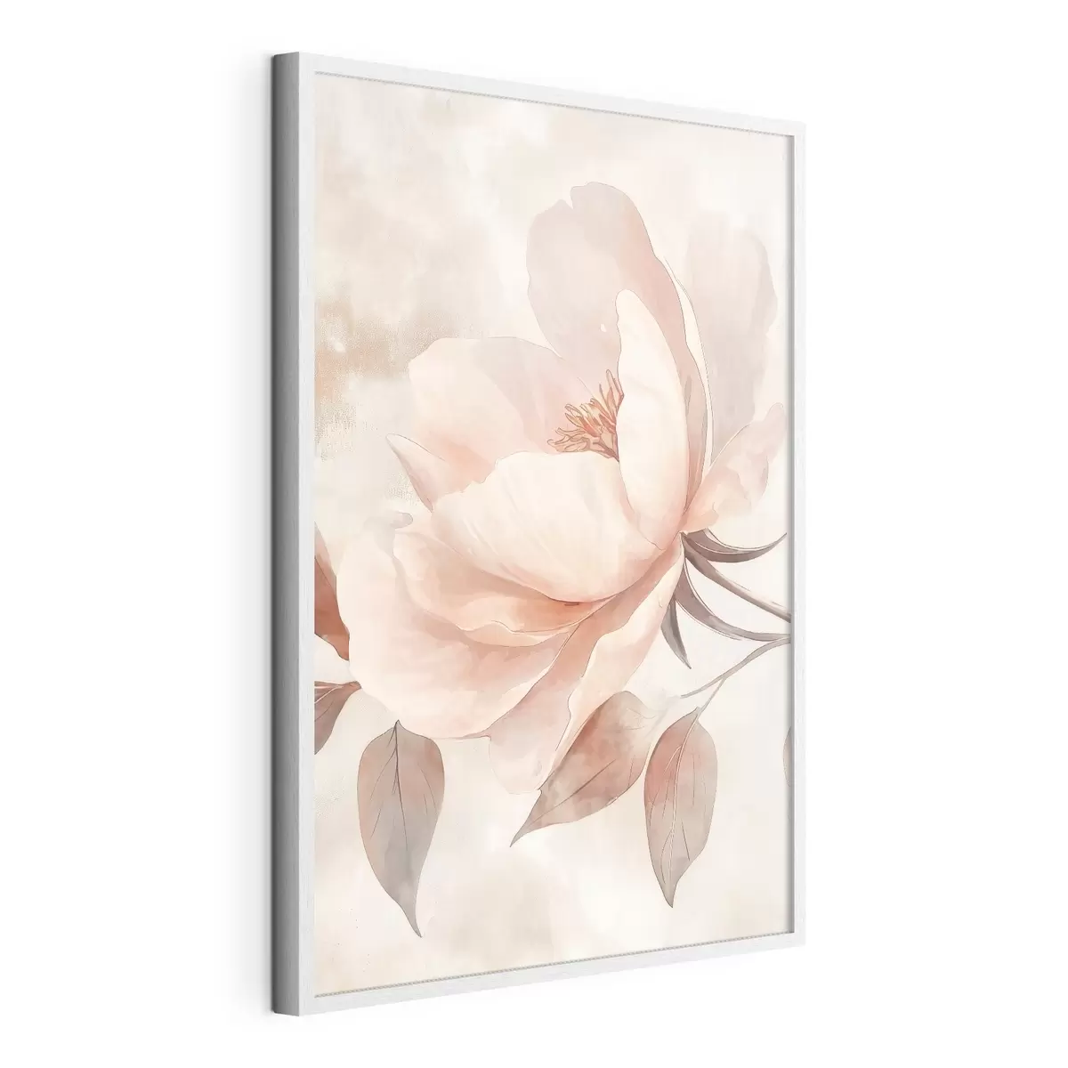 Plakat Różowo-beżowy kwiat namalowany akwarelą f51098