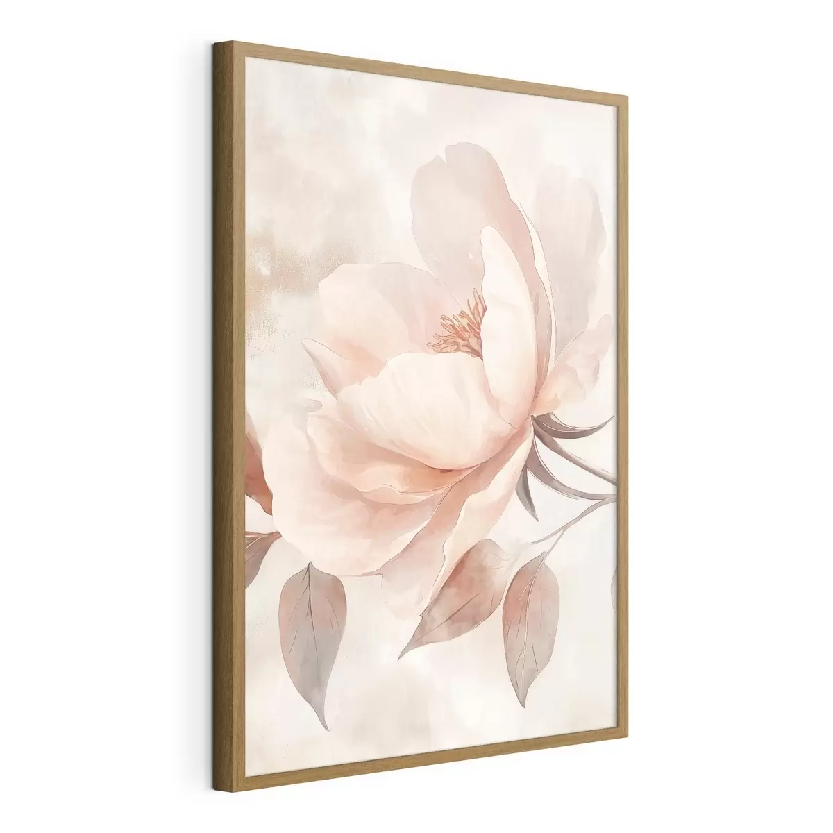 Plakat Różowo-beżowy kwiat namalowany akwarelą f51098