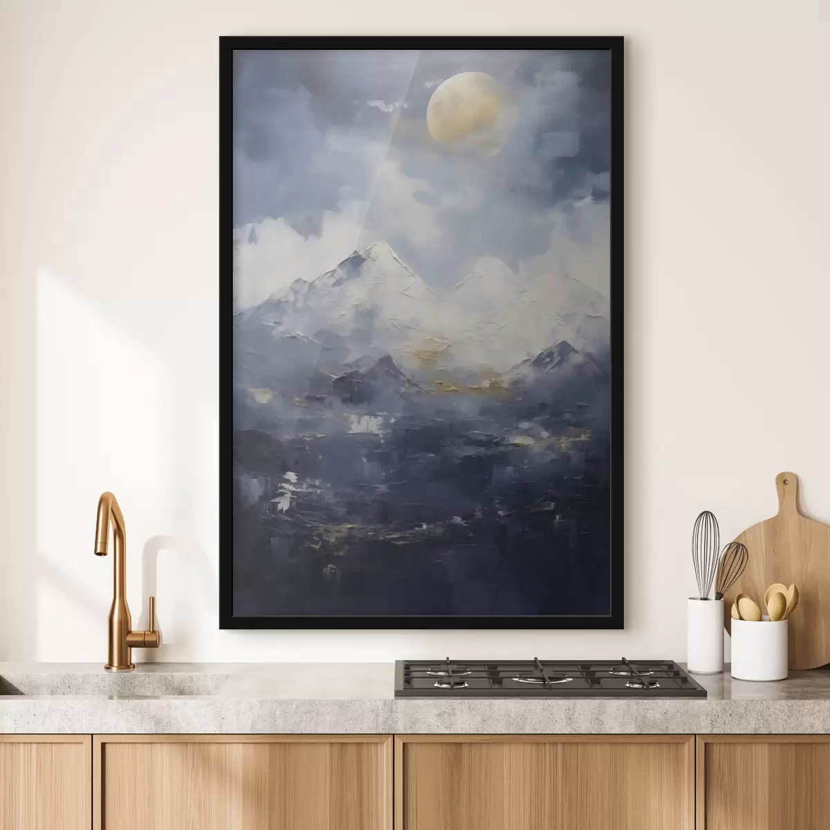 Plakat Nocny krajobraz górski, imitacja obrazu f51165