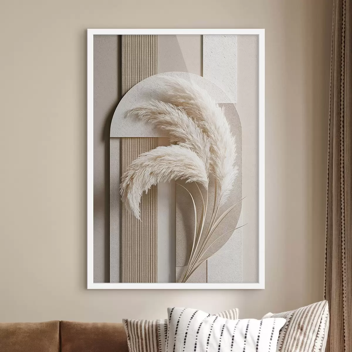 Plakat Trawa pampasowa i geometryczne łuki f50869