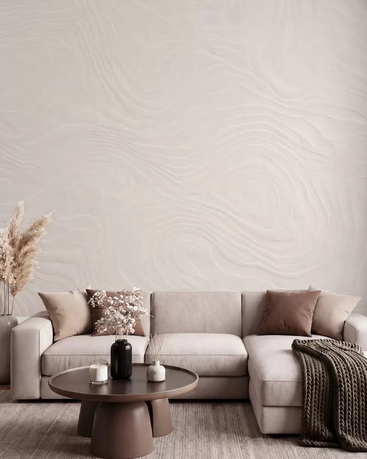 Fototapeta Abstrakcyjna, lekka faktura z płynnymi, falistymi liniami i efektem naturalnego tynku w10092