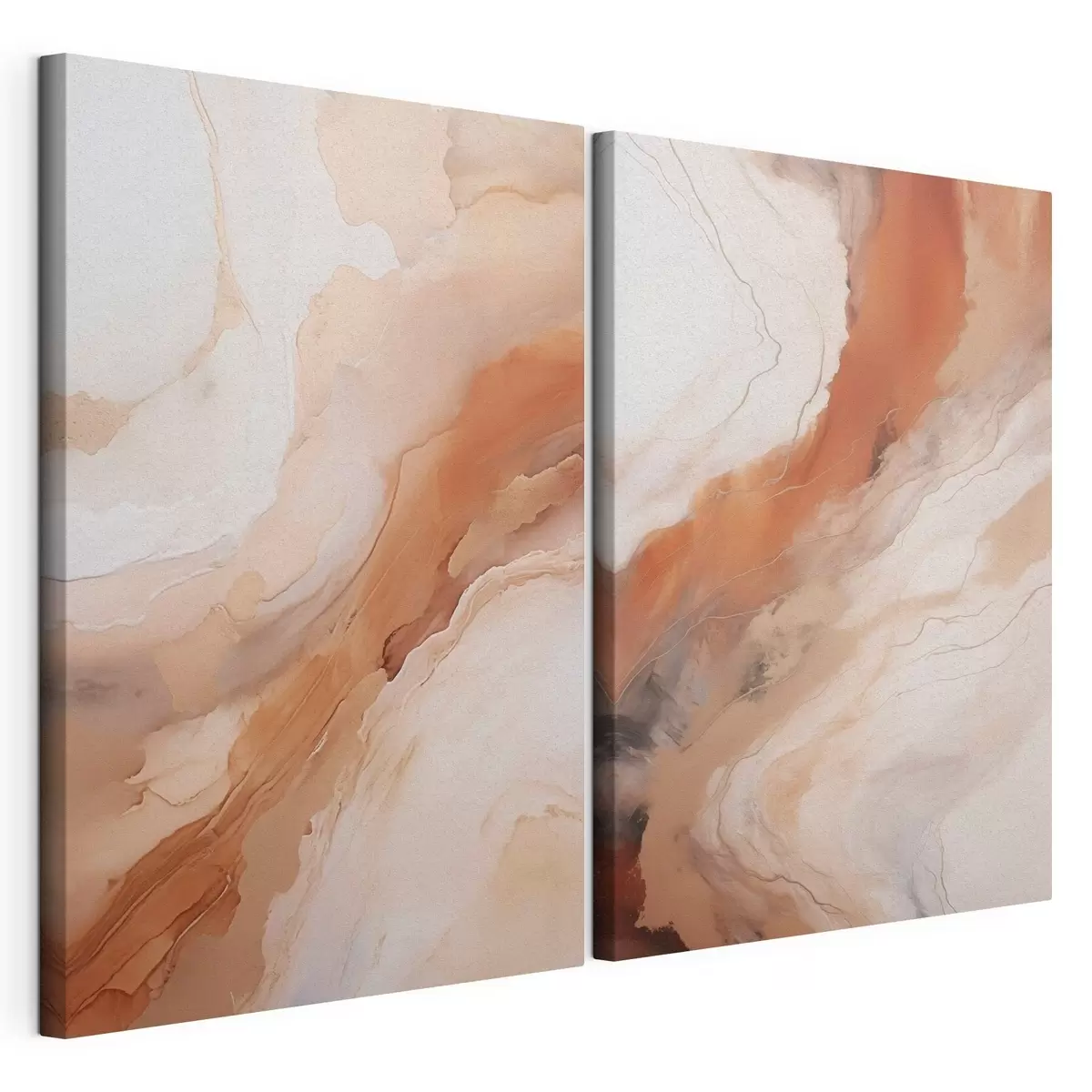 Obraz Warstwy w stylu „Fluid Art” w odcieniach beżu i terakoty m31089