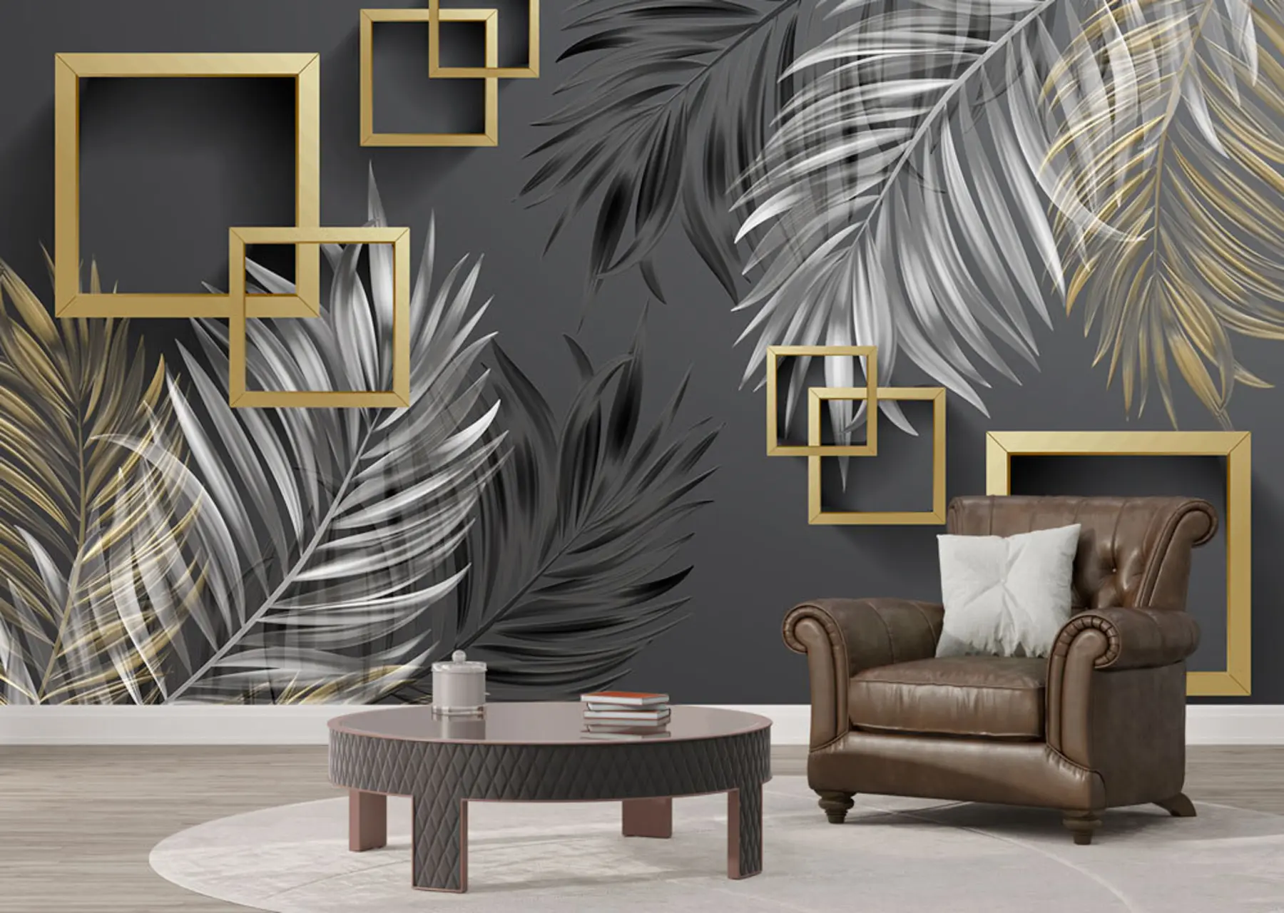 Fototapeta Liście palmowe, kwadraty u80469