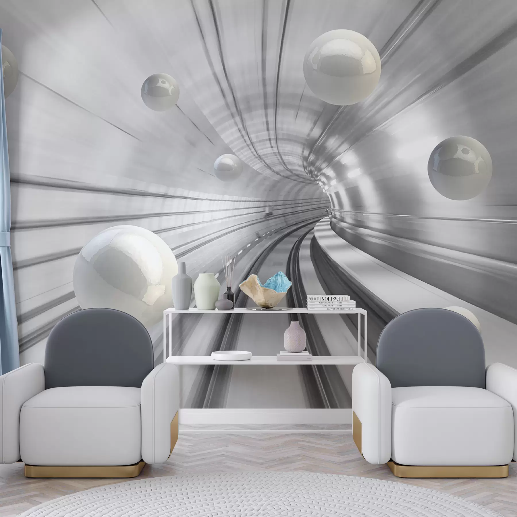 Fototapeta Tunel z błyszczącymi kulami u17532