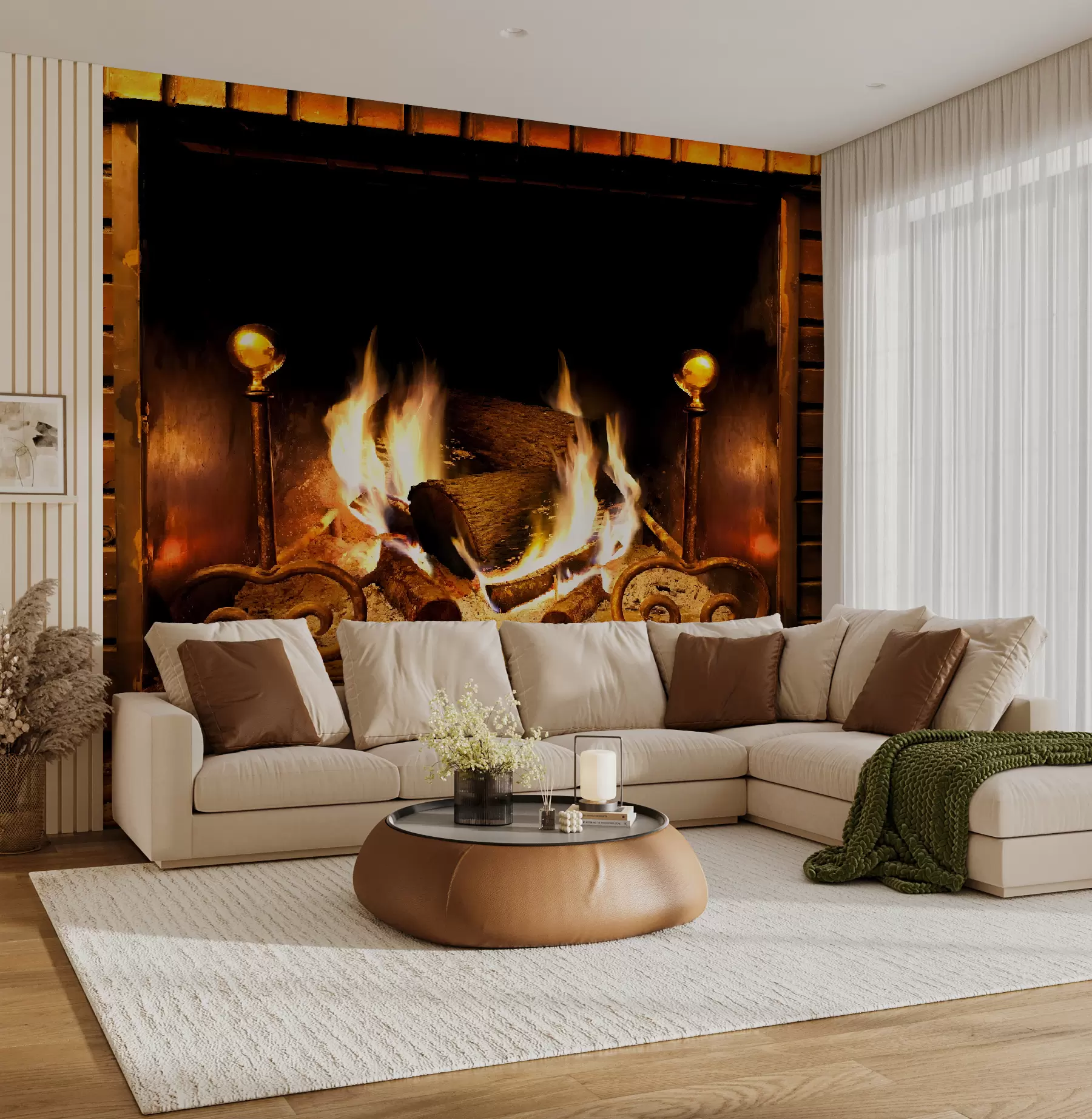 Fototapeta Płonący kominek u55934