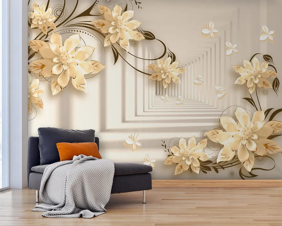 Fototapeta Roślina, biały i żółty, tunel w pastelowych odcieniach u21861v2