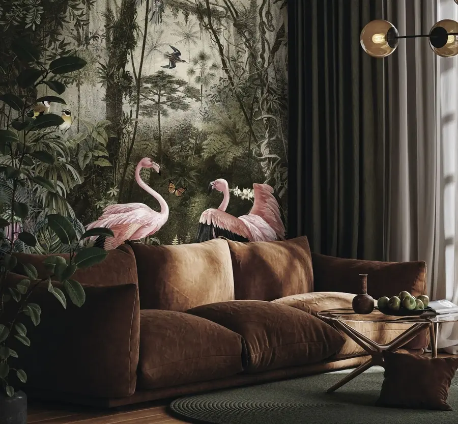 Fototapeta Tropikalne ptaki i flaming w dżungli u73568