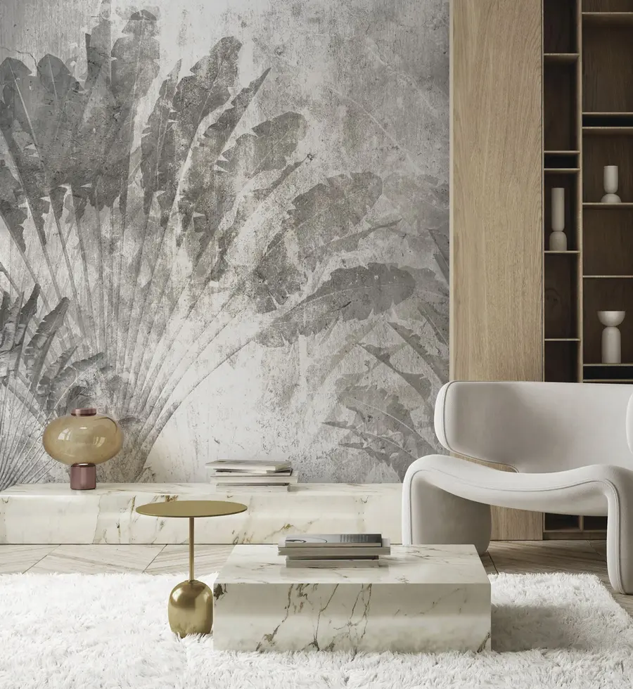 Fototapeta Tropikalne liście na kamiennym tle u73885