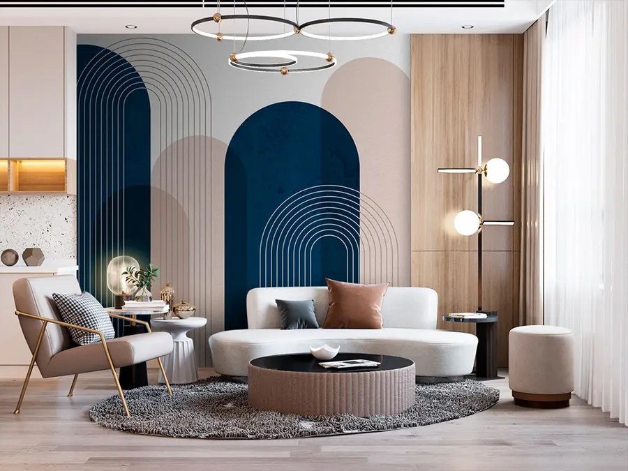 Fototapeta Abstrakcyjne łuki niebieskie i beżowe u73098