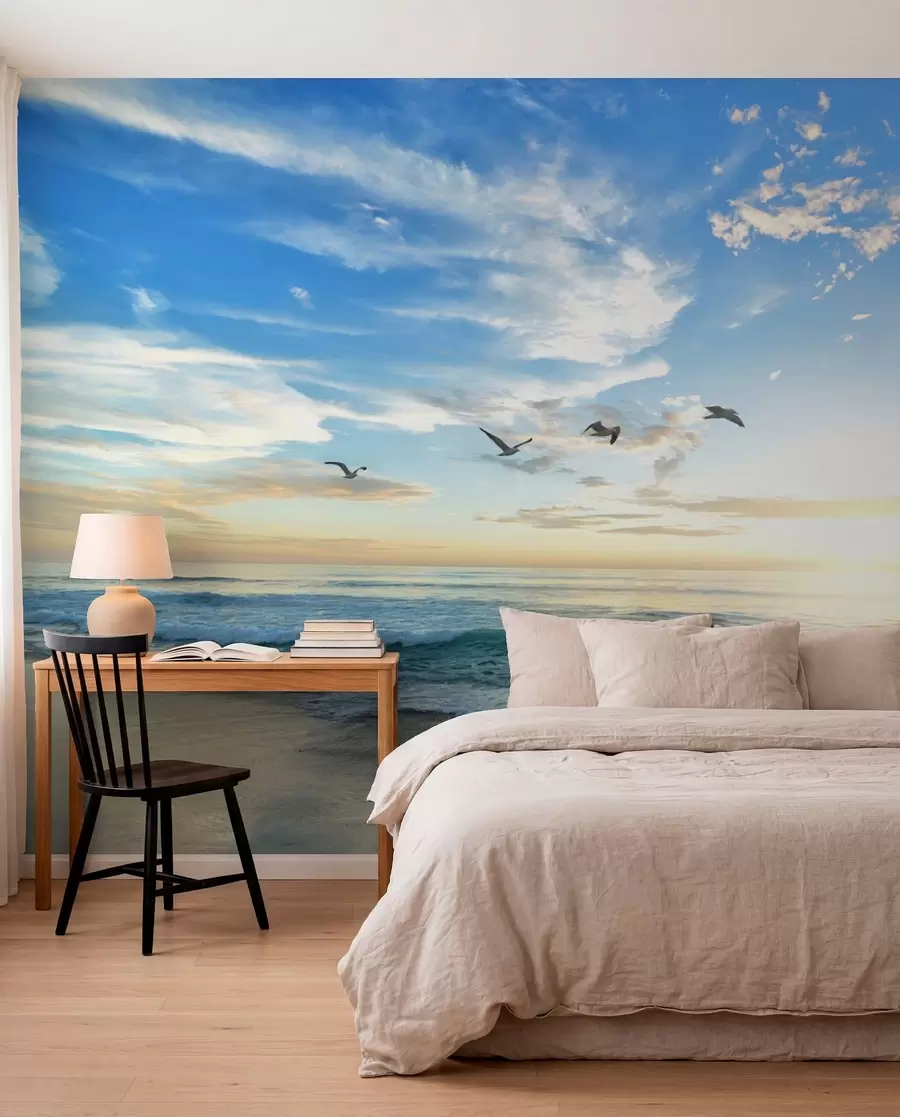 Fototapeta Seagulls i morze o wschodzie słońca u93607