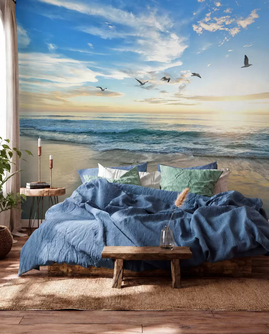 Fototapeta Seagulls i morze o wschodzie słońca u93607