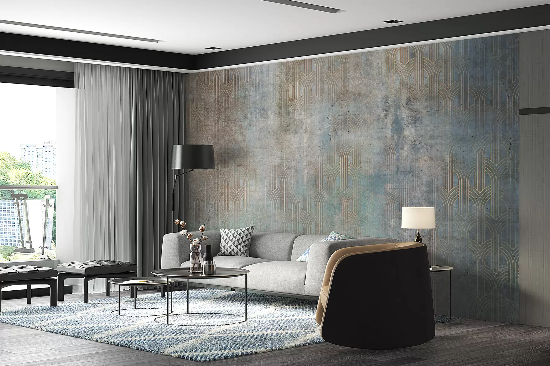 Fototapeta Łukowaty wzór na ścianie grunge u73973