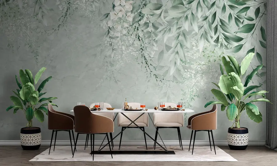 Fototapeta Botaniczne kwiaty na marmurze u73982