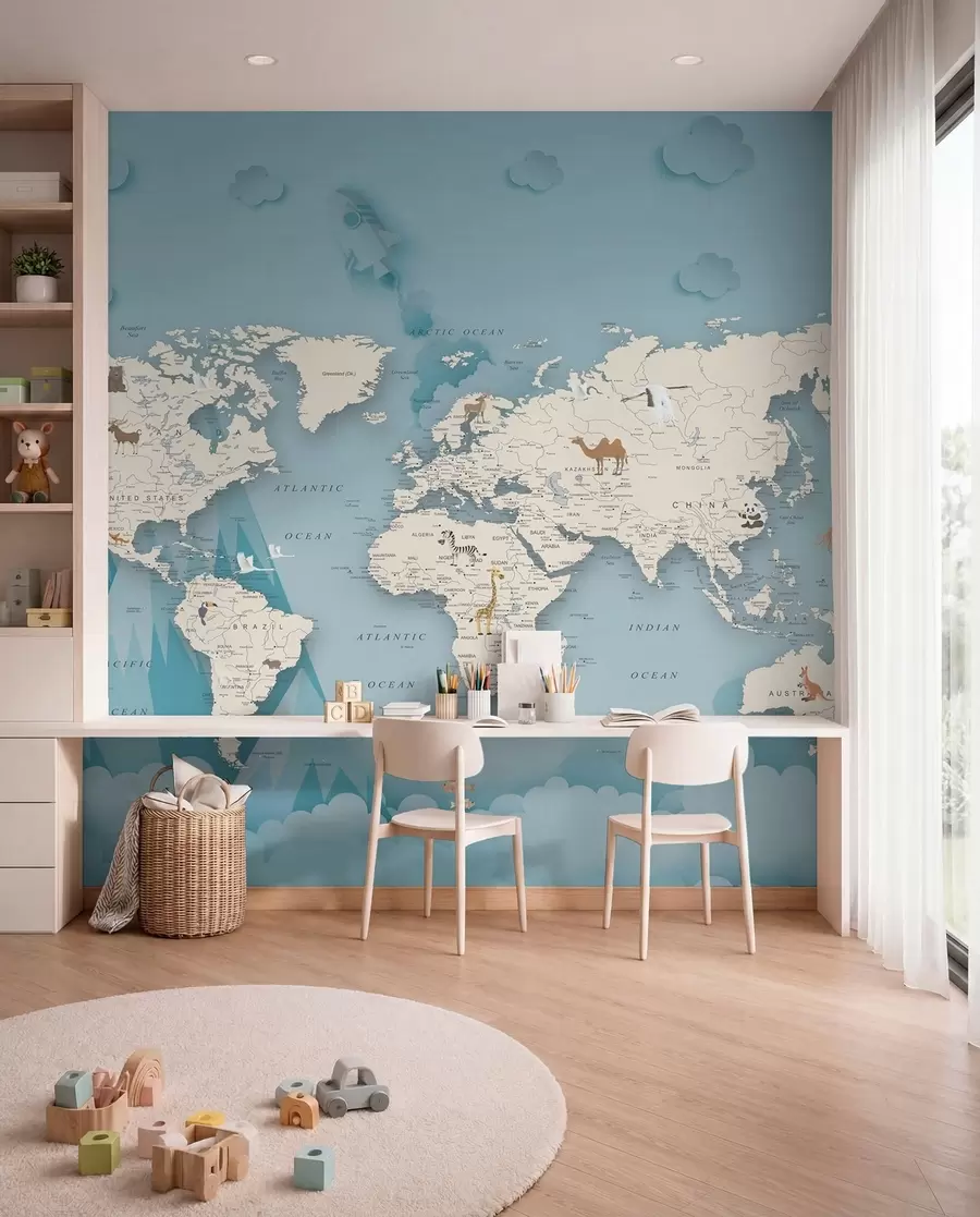 Fototapeta Mapa świata na tle gór u79831