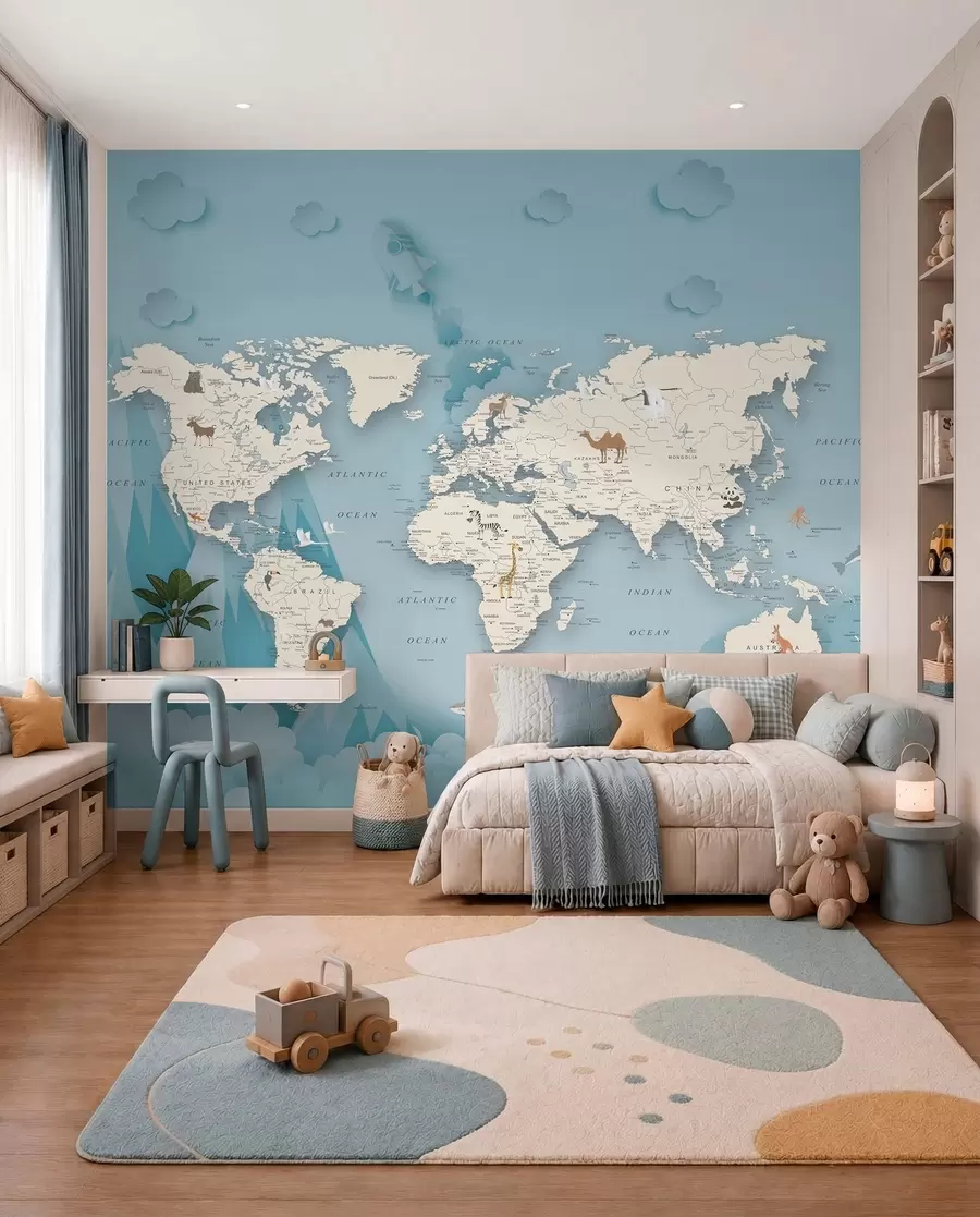 Fototapeta Mapa świata na tle gór u79831