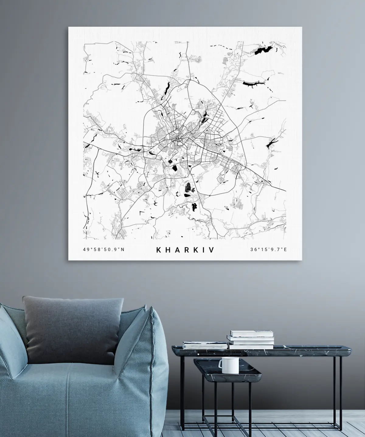Obraz Minimalistyczna mapa miasta Kharkov na Ukrainie s31429v1