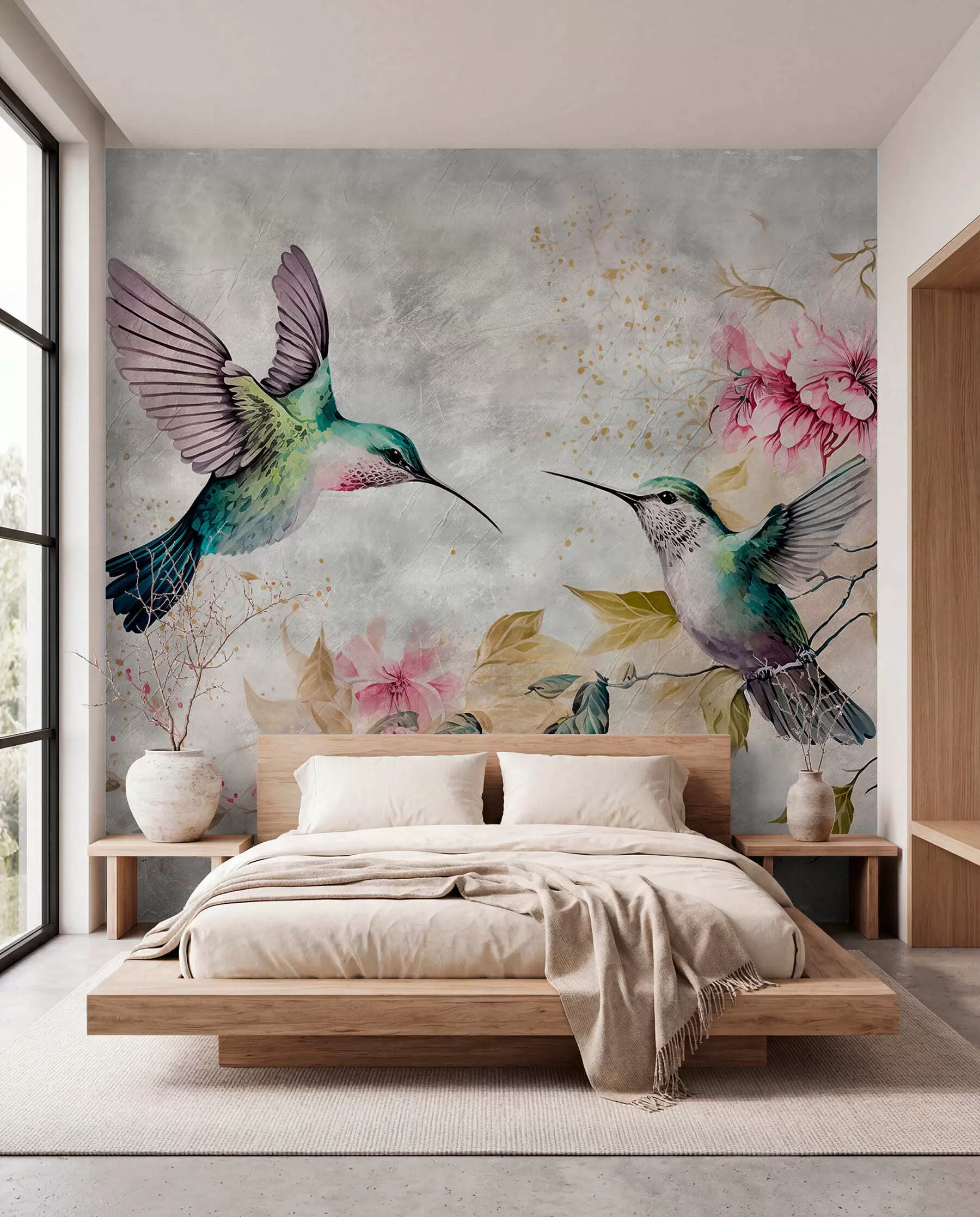 Fototapeta Akwarela kolibry na gałęzi u93994