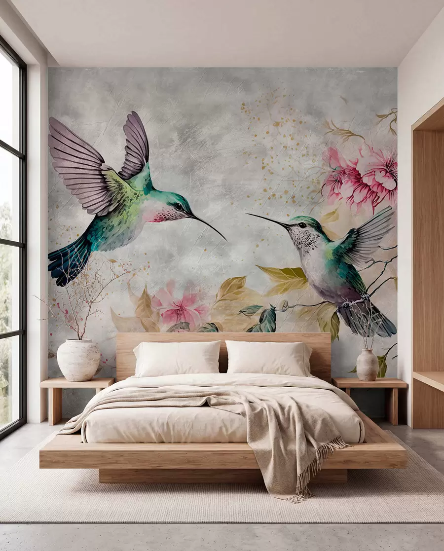 Fototapeta Akwarela kolibry na gałęzi u93994