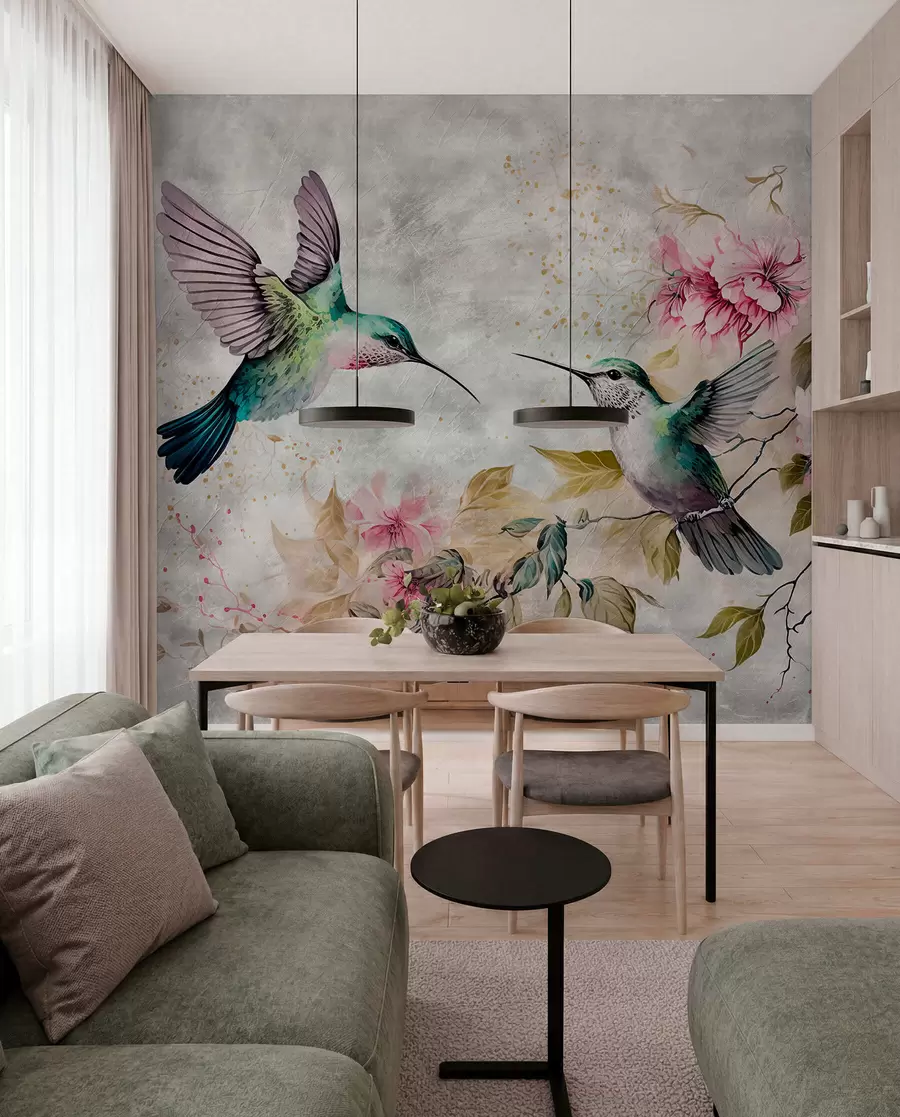 Fototapeta Akwarela kolibry na gałęzi u93994