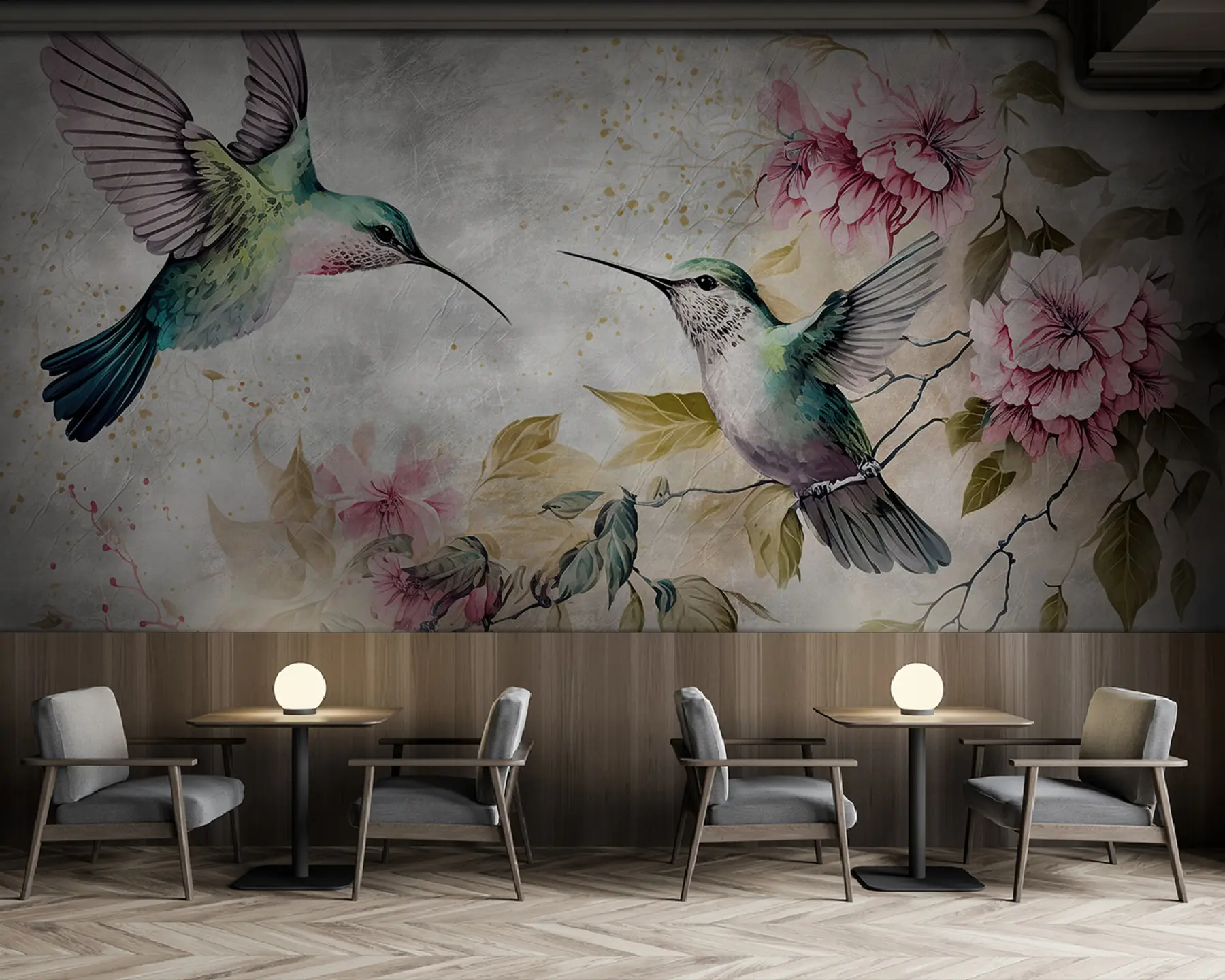 Fototapeta Akwarela kolibry na gałęzi u93994