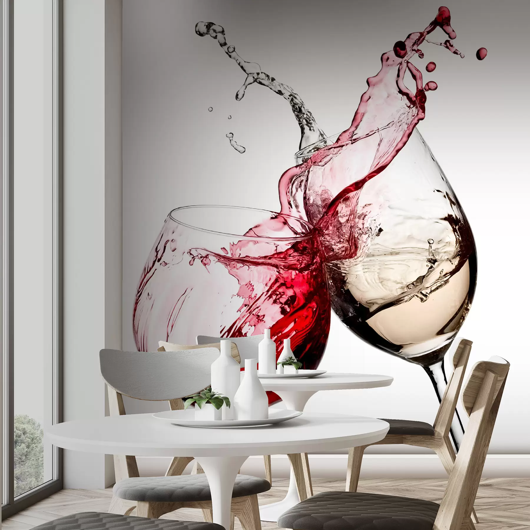 Fototapeta Białe i czerwone wino w kieliszkach u75563