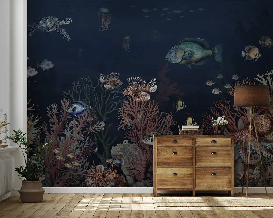 Fototapeta Rafy koralowe i ryby w głębi zatoki u94467