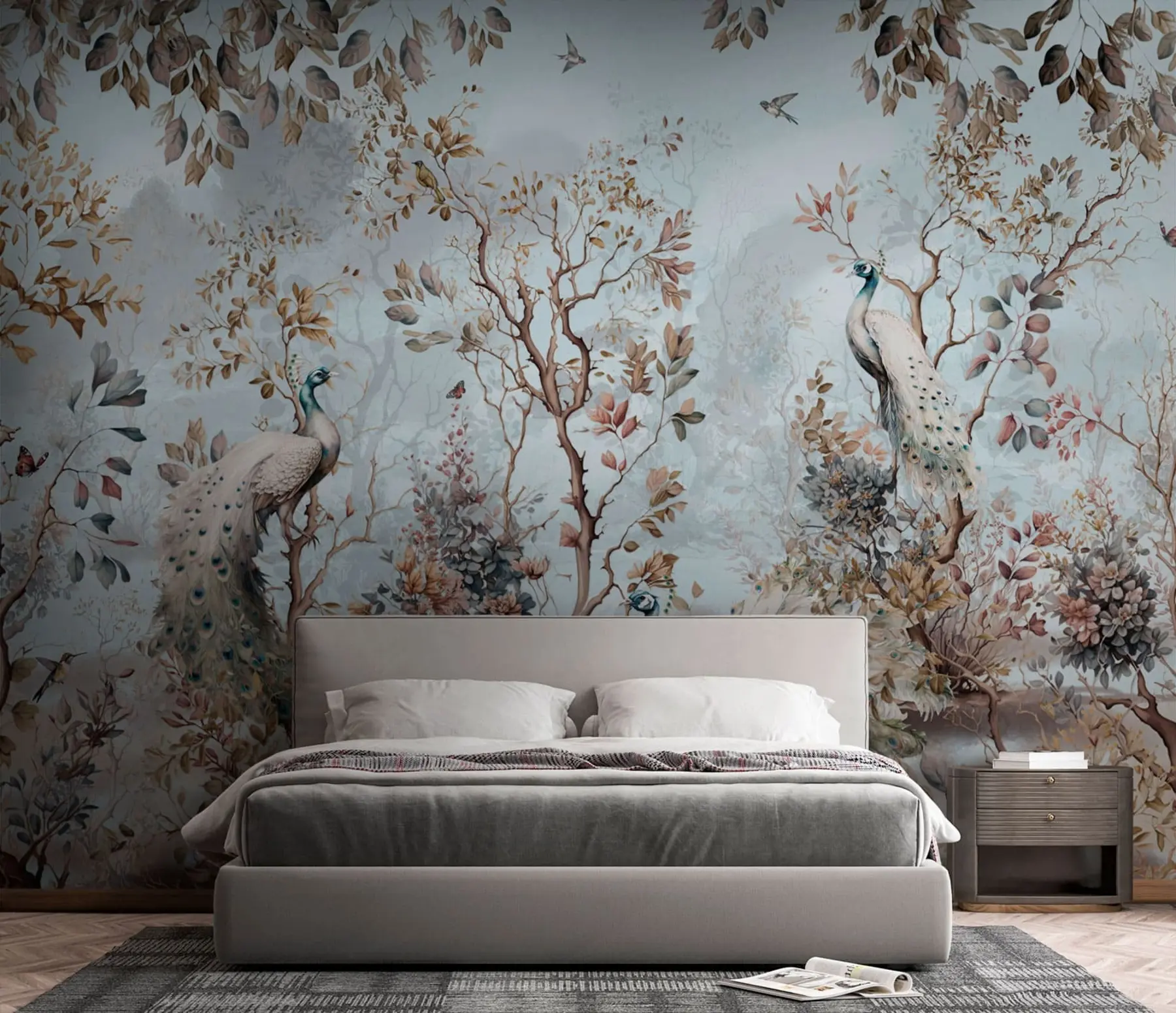 Fototapeta Chinoiserie Rośliny w stylu chińskim i pawie u94849