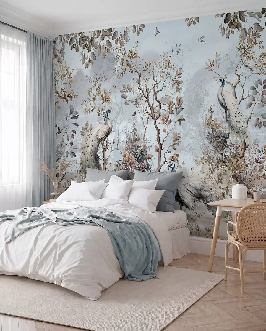 Fototapeta Chinoiserie Rośliny w stylu chińskim i pawie u94849
