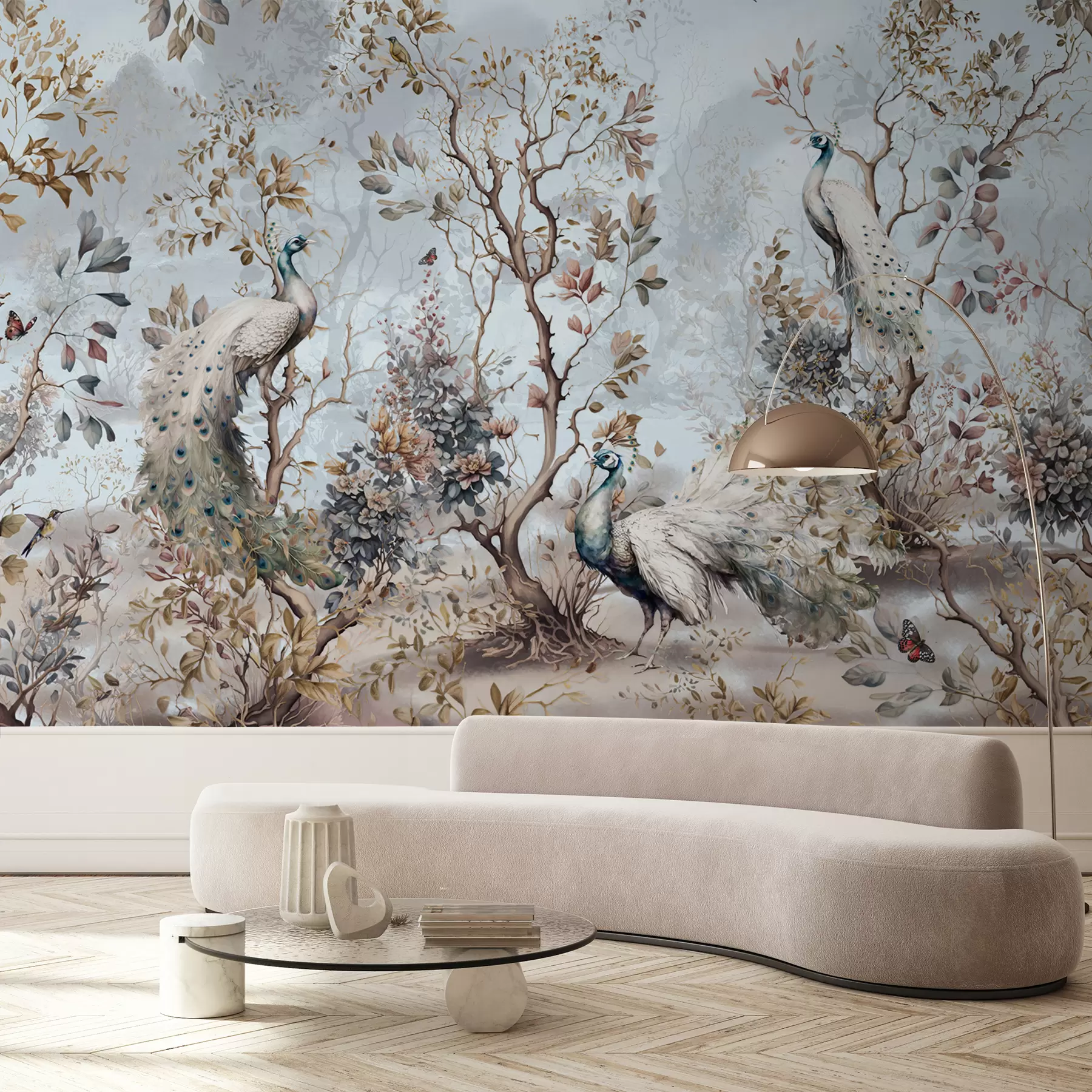 Fototapeta Chinoiserie Rośliny w stylu chińskim i pawie u94849