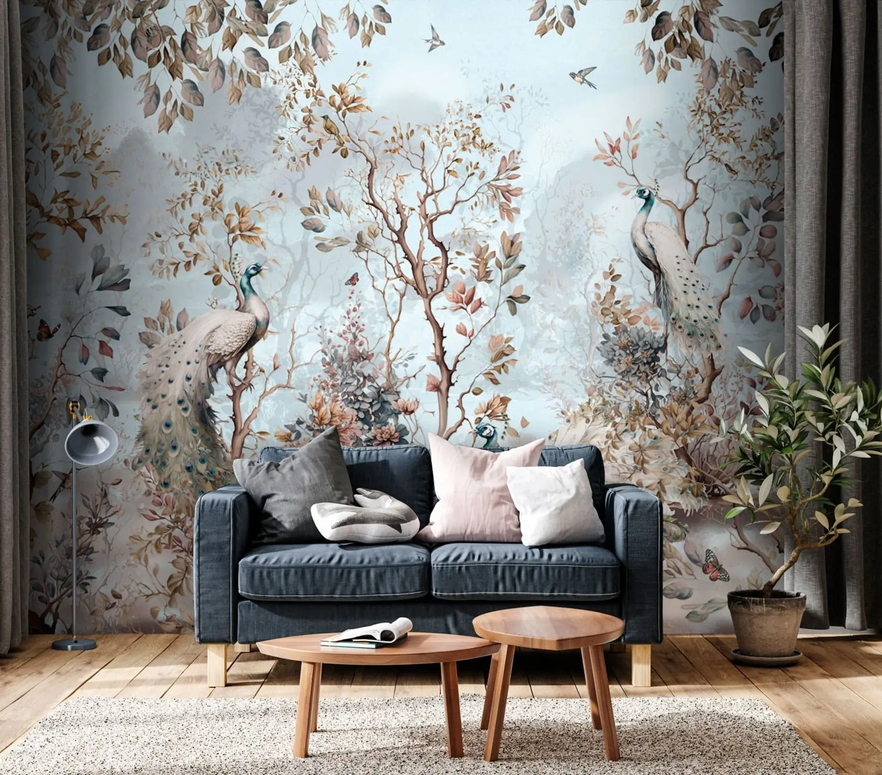 Fototapeta Chinoiserie Rośliny w stylu chińskim i pawie u94849