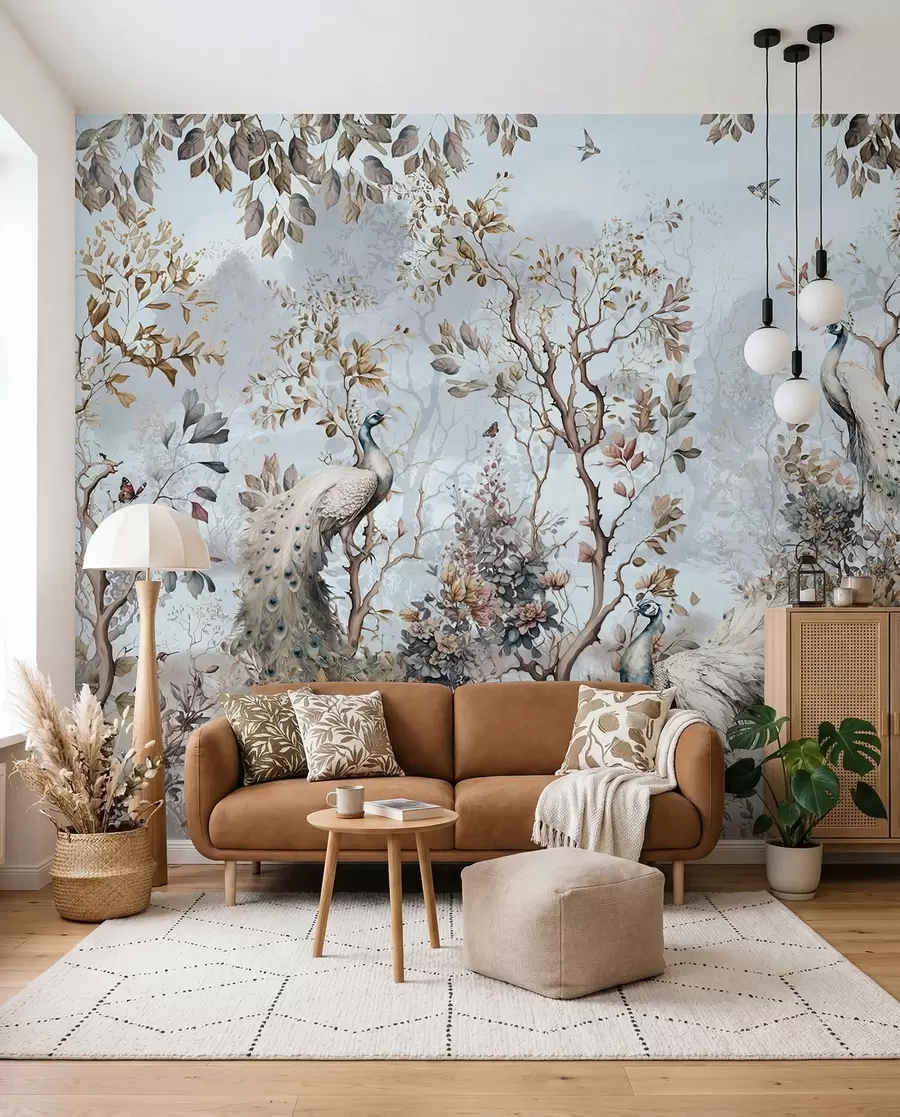 Fototapeta Chinoiserie Rośliny w stylu chińskim i pawie u94849