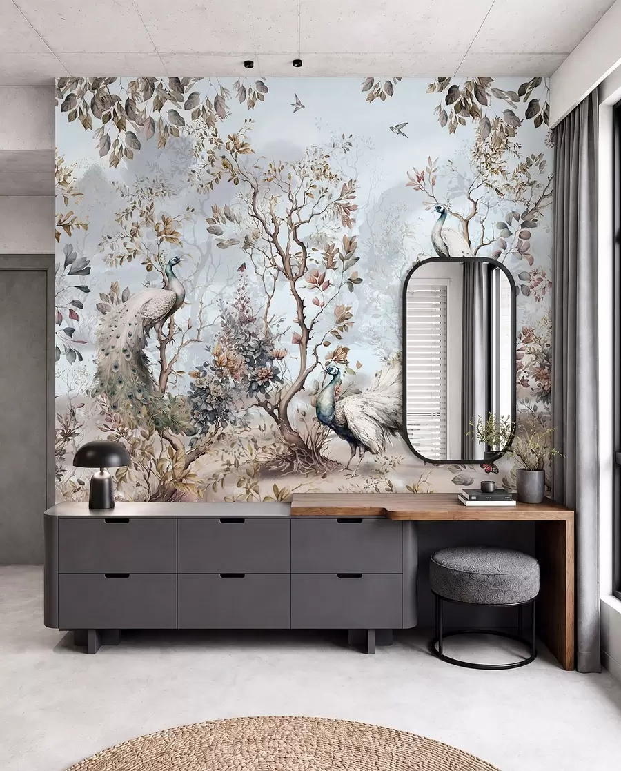 Fototapeta Chinoiserie Rośliny w stylu chińskim i pawie u94849