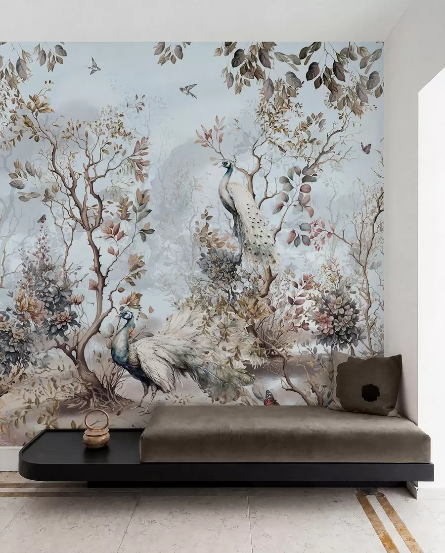 Fototapeta Chinoiserie Rośliny w stylu chińskim i pawie u94849