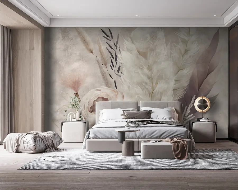 Fototapeta Kompozycja z piór i kwiatów u95403